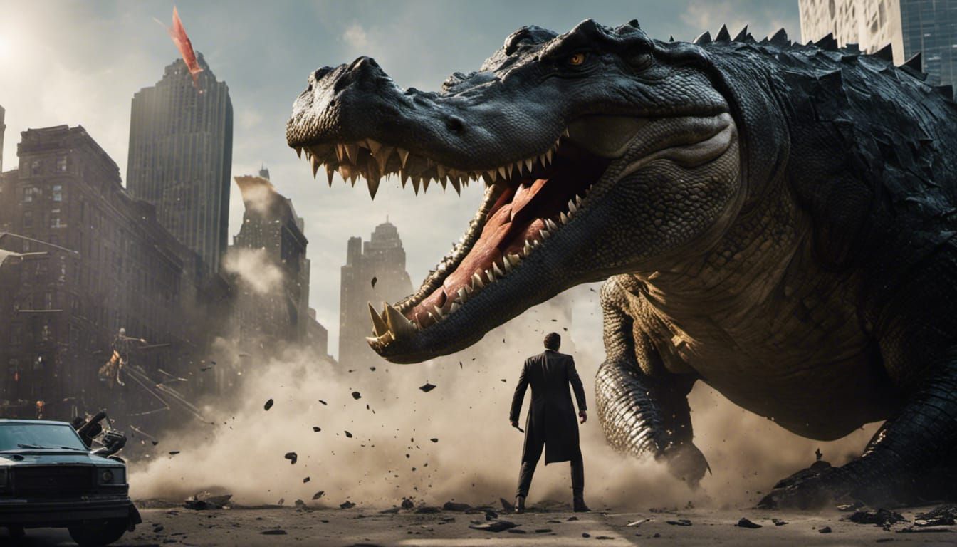 Superman vs Giant Crocodile in New York City