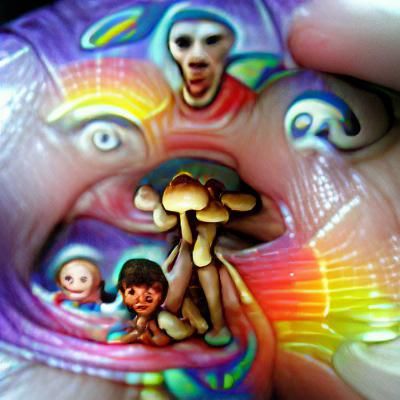 Surreal Psychedelic Mushroom Eating Faces