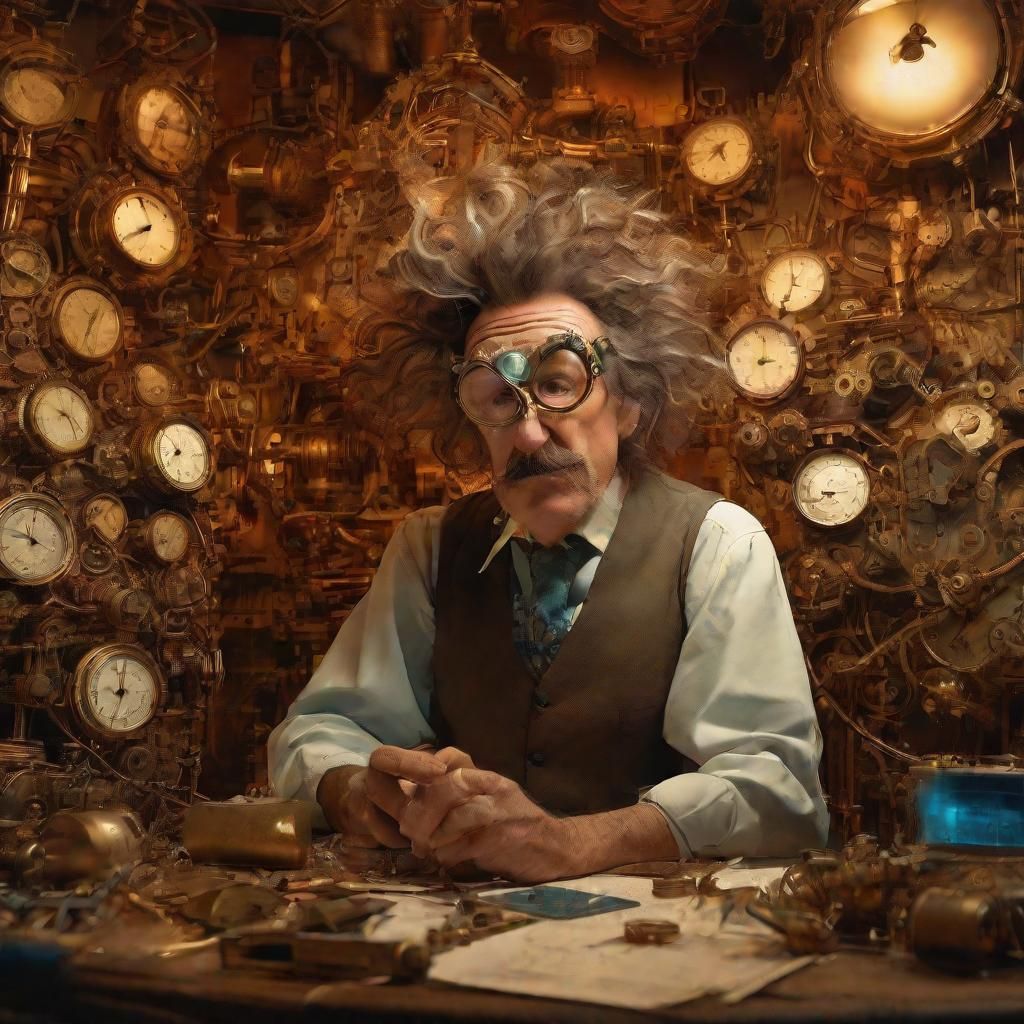 Surreal Inventor's Workshop with Clockwork Mechanisms