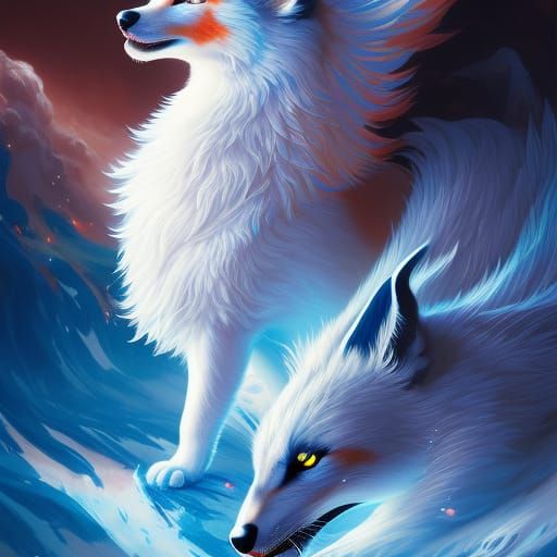 Kitsune Spirit in Graffiti Art Style