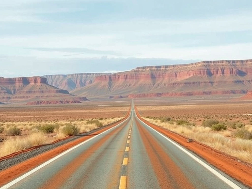 Ultraminimal Roadway in Antique Dye-Transfer Style