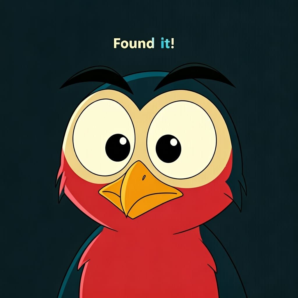 Proud Cartoon Robin Finds Treasure, Cute Style