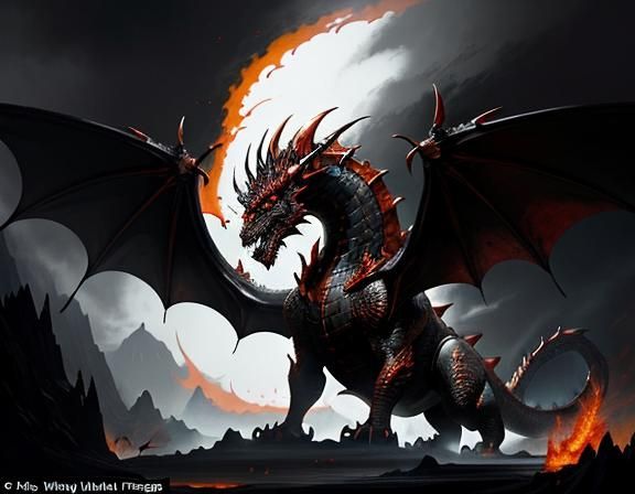 Fiery Dragon in Dynamic Fantasy Art Style