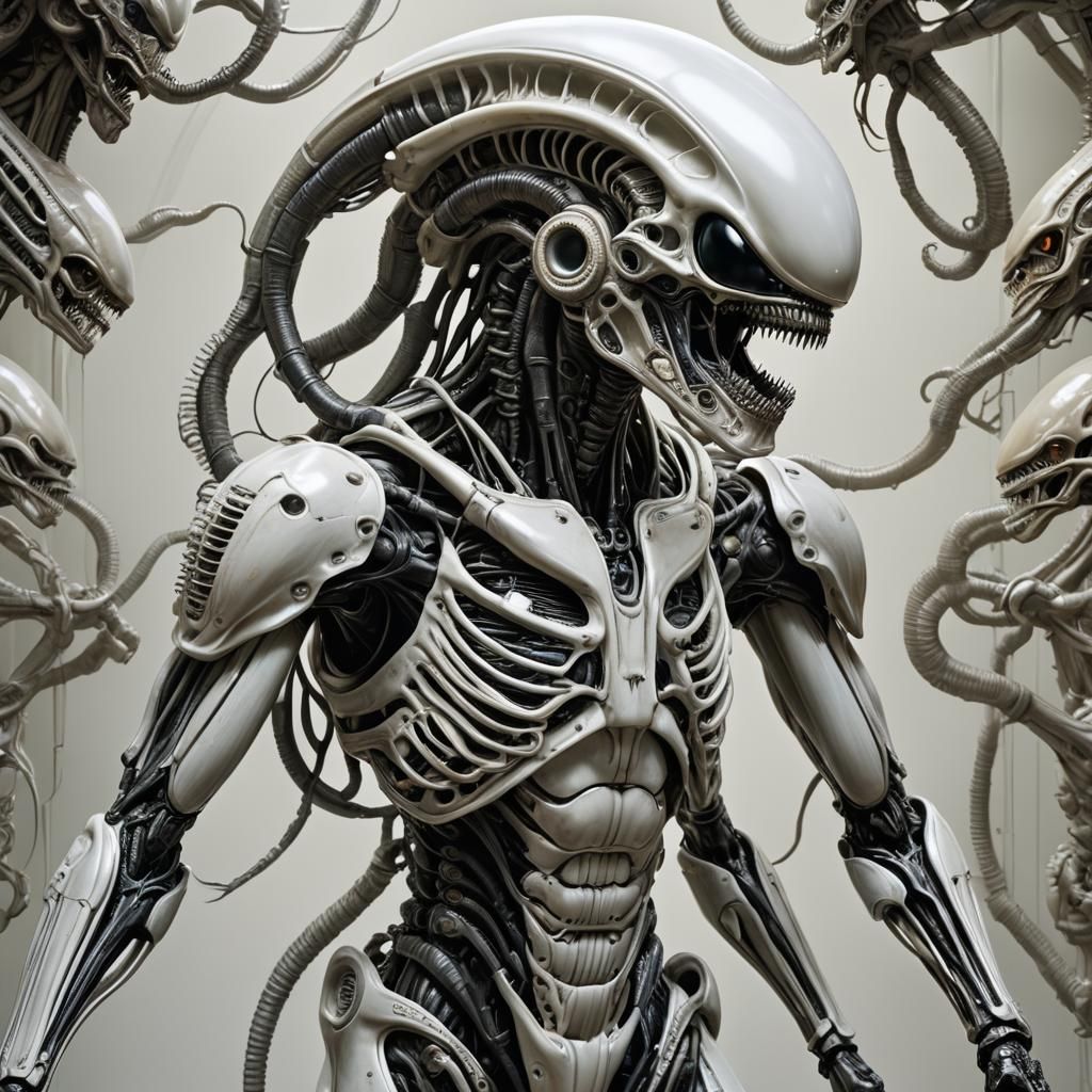 Alien Portrait in White Lab, Hyperrealistic Style