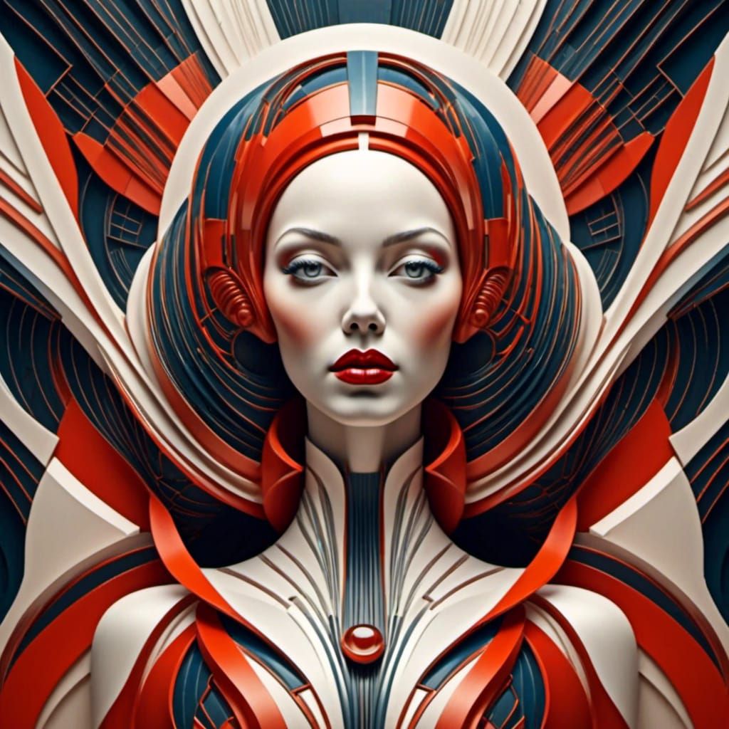 Art Deco Woman Portrait in Vector Art Style