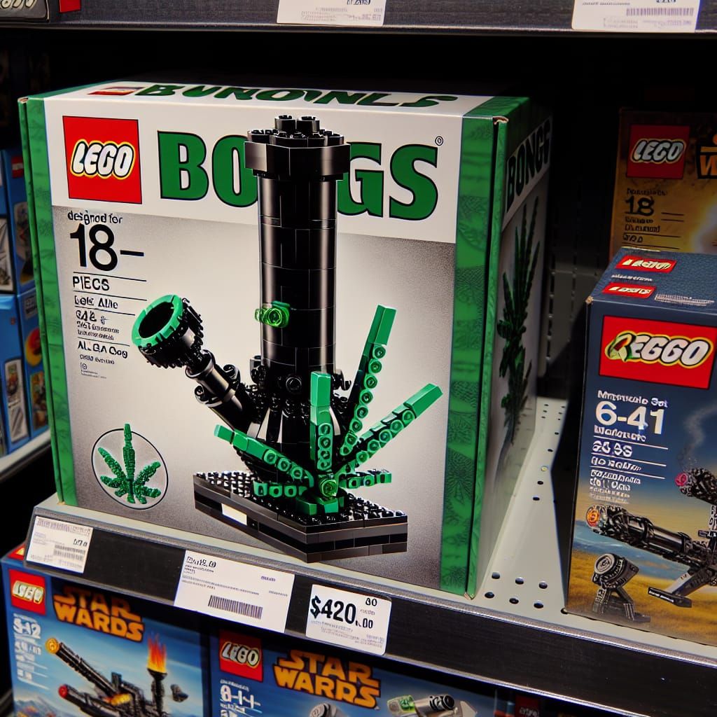Adult Lego Set: Black and Green Bong Design