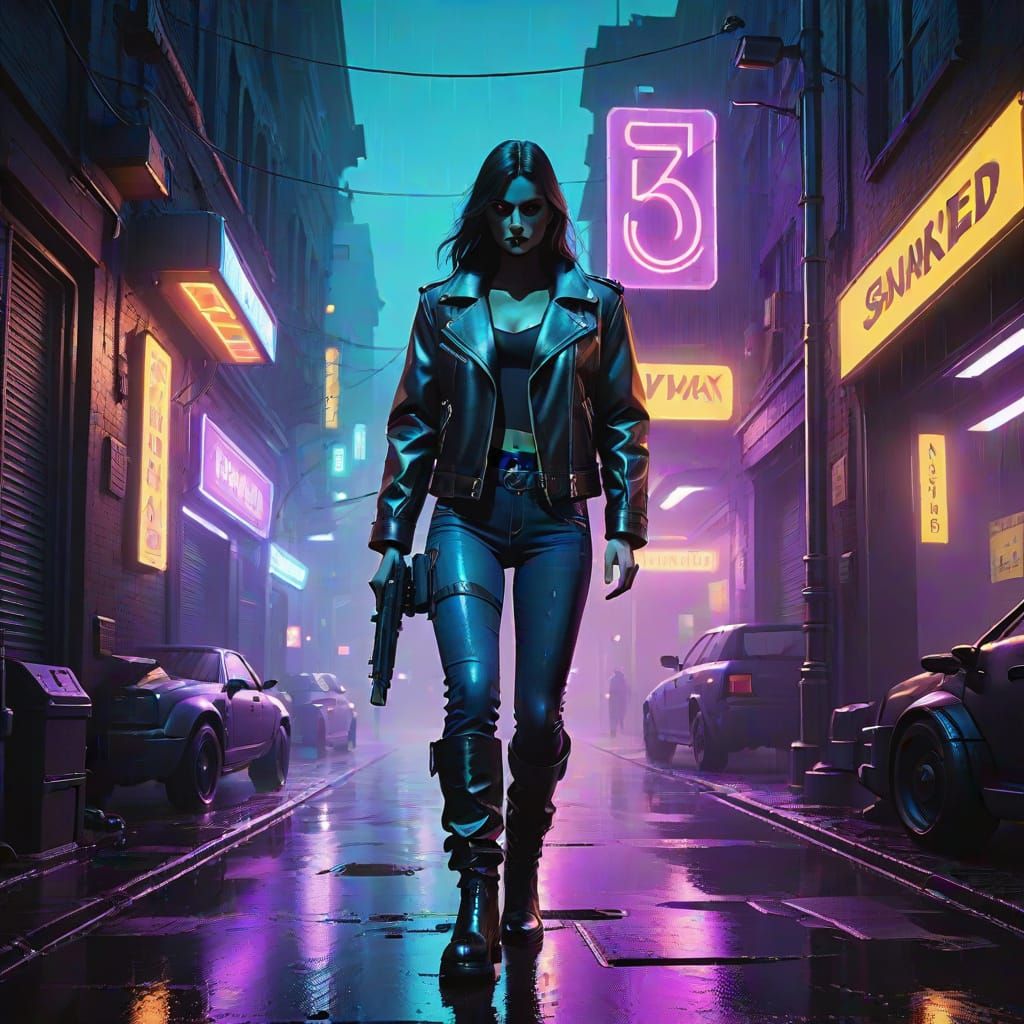 Gritty City Vigilante in Dimly Lit Alleyway