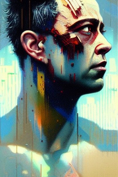 Hawk-Eyed Man: Hyper-Detailed Oil Painting