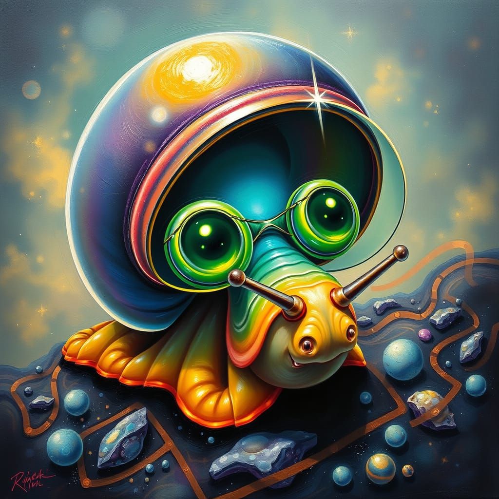 Surreal Space Snail in Shimmering Cosmic Scales