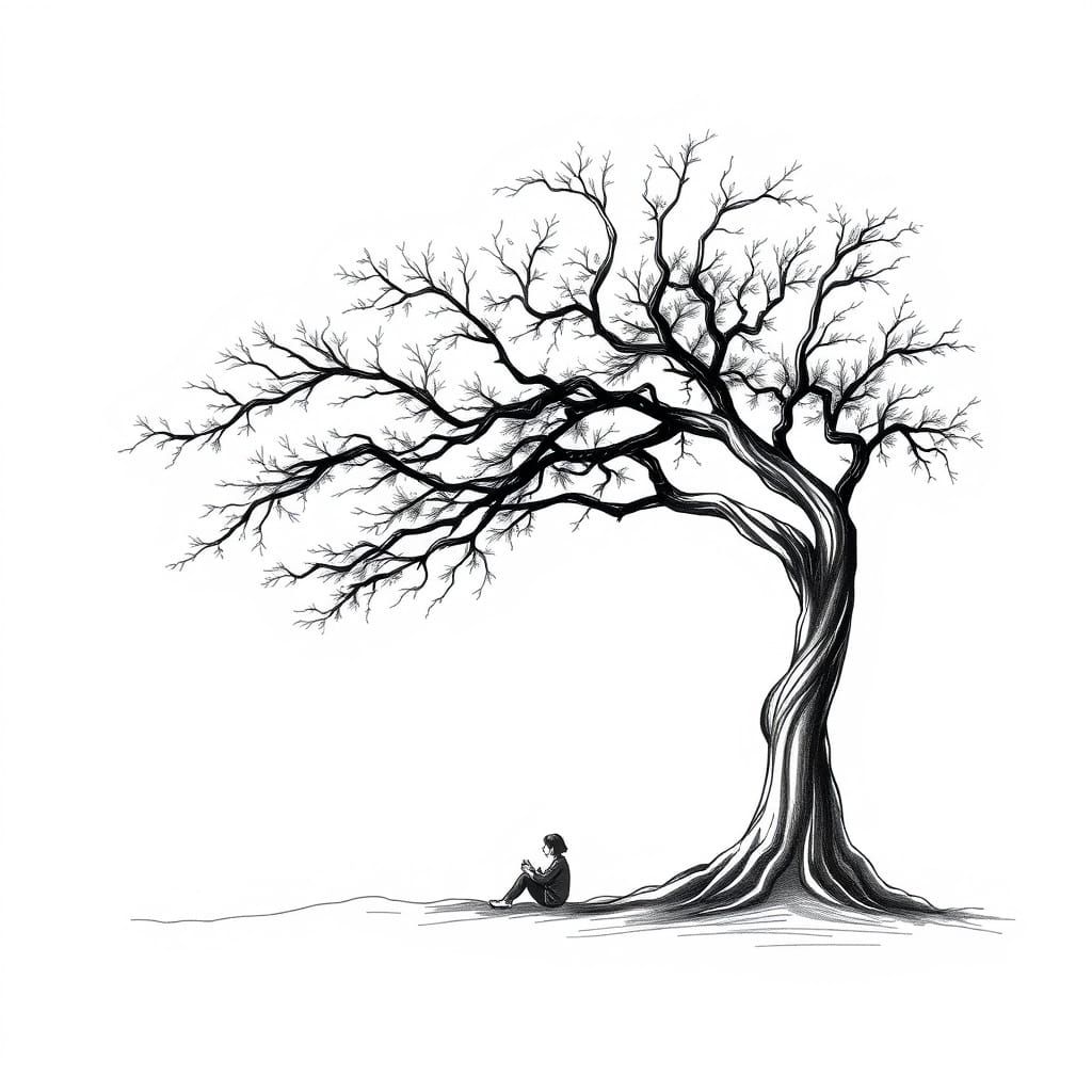 Elegant Minimalist Portrait in Bold Black Line