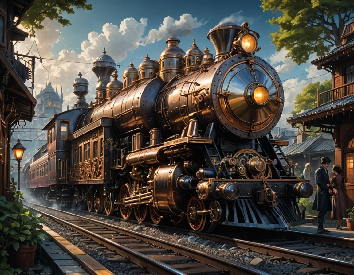 Steampunk House-Train: Hyperrealistic and Photorealistic