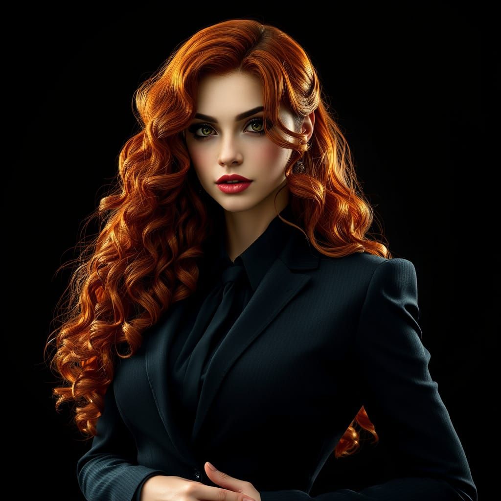 Seductive Mafia Boss Portrait in Art Nouveau Style