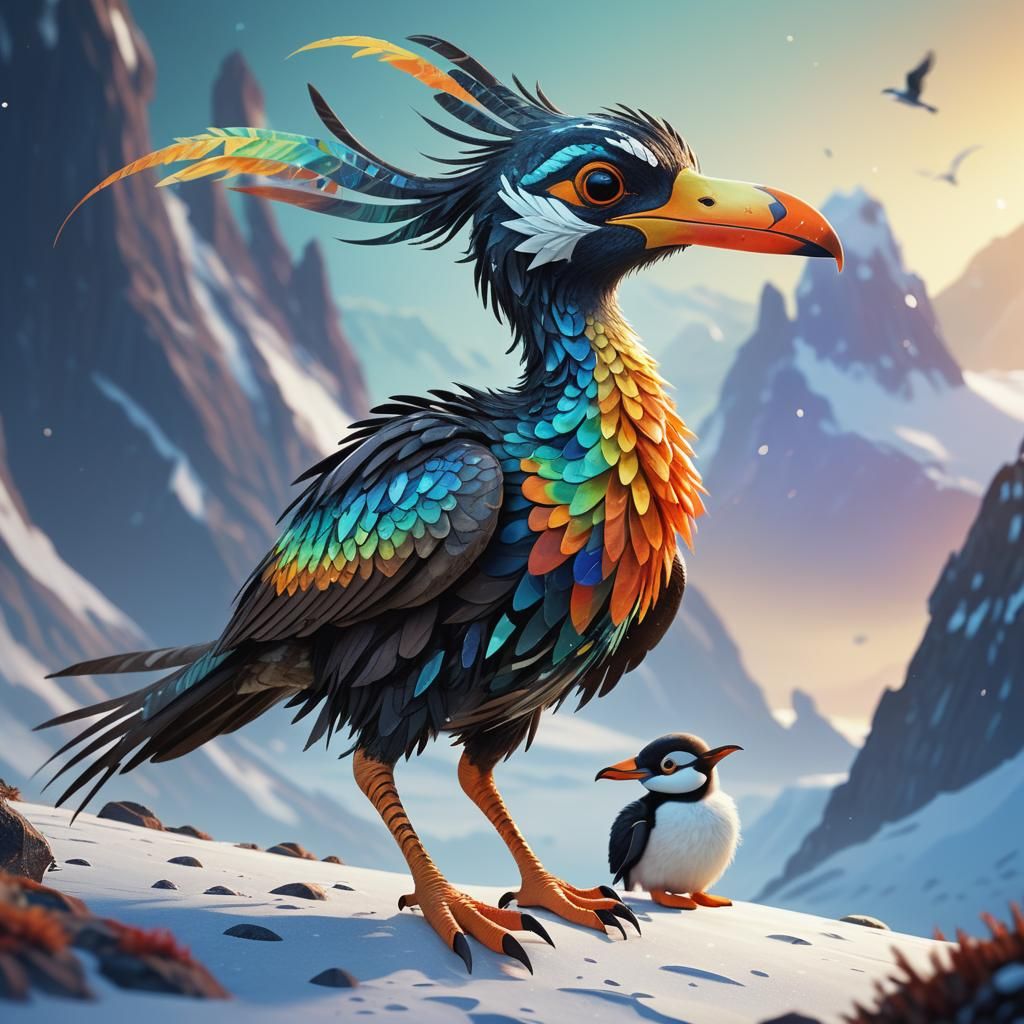 Exoplanet Archaeopteryx Creature in Low Poly 3D