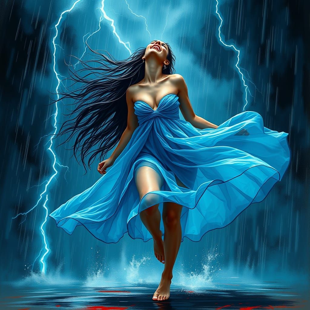 Electric Storm Goddess Twirls in Turbulence