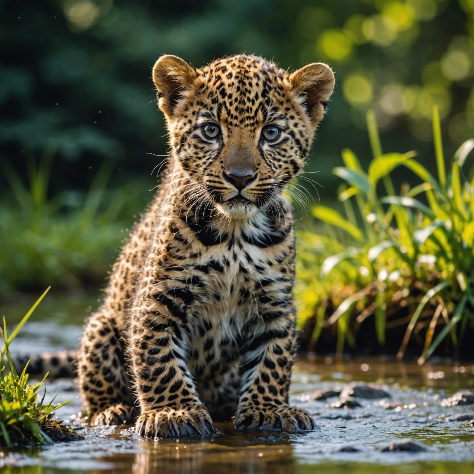 Leopard Cub Playing in Indian Jungle Photo