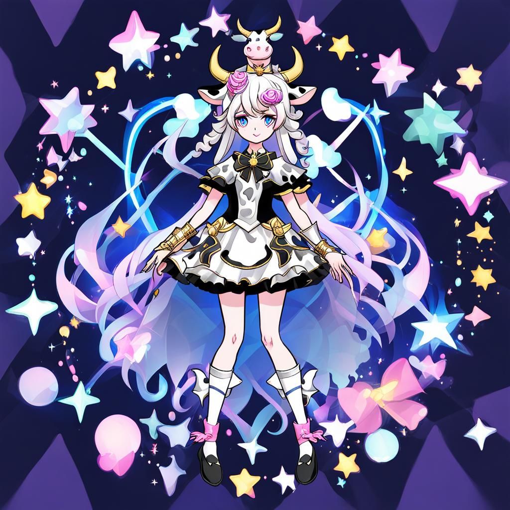 Cow Themed Magical Girl Full Body Image
