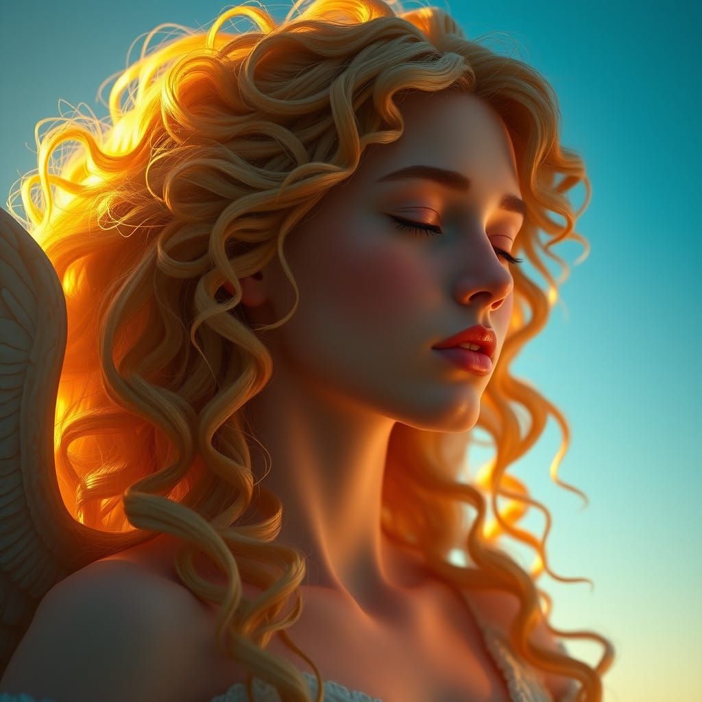 Dreamy Angel's Portrait in Soft, Ethereal Light