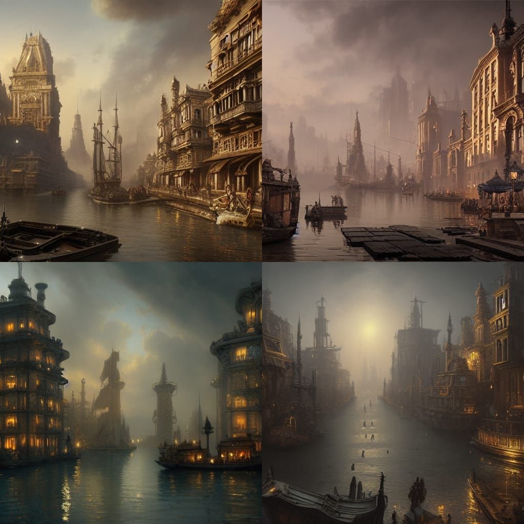Steampunk City with Lake and Palace