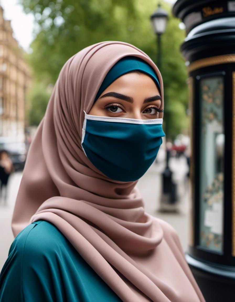 Beautiful Masked Woman in London Portrait