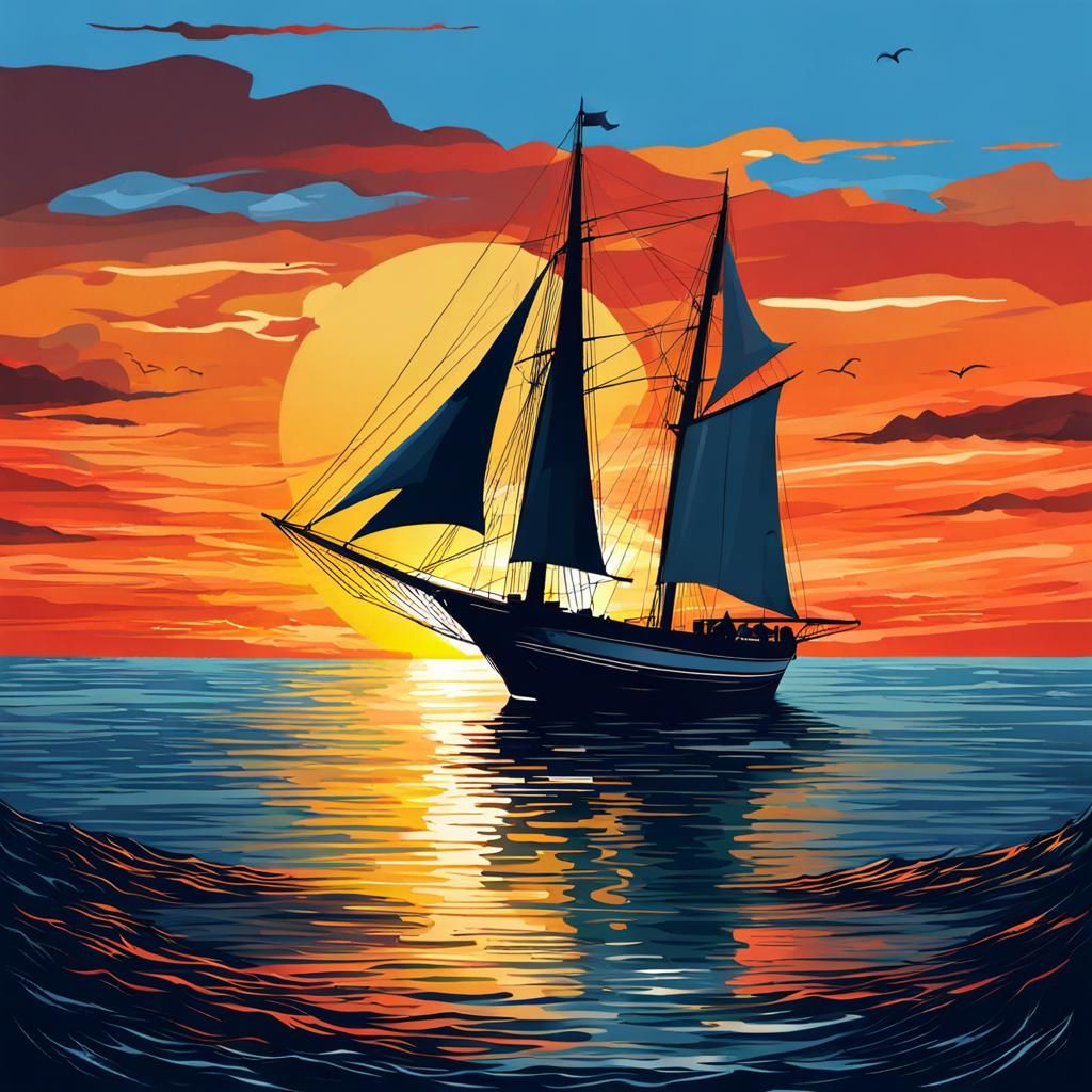 Sailboat at Sunset: A Serene Maritime Scene