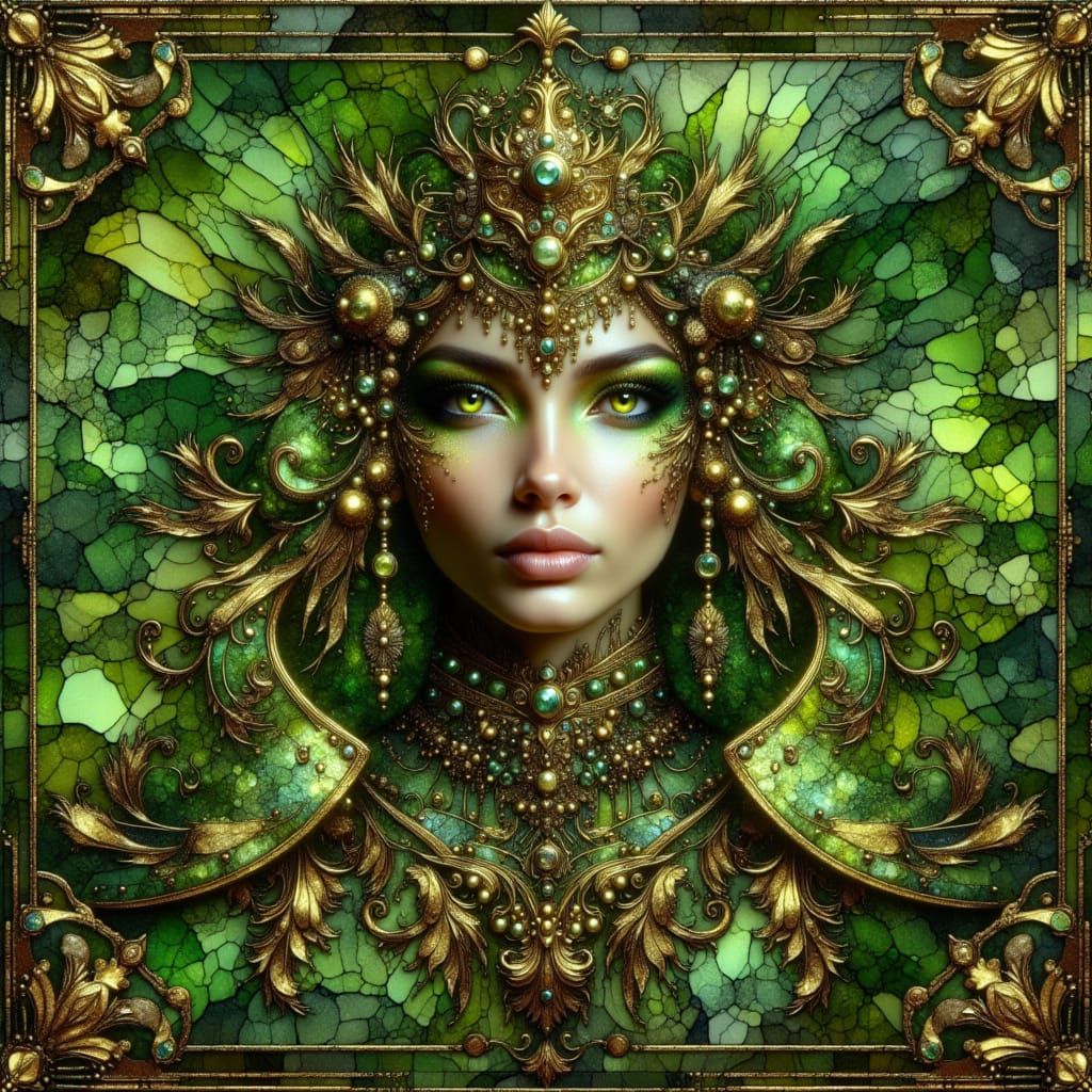 Metallic Green Goddess Digital Art