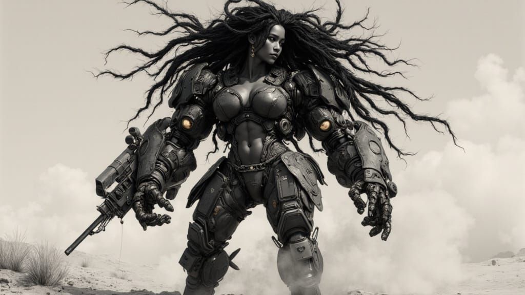 Atomic Aftermath: Cyborg Woman with Dreadlocks