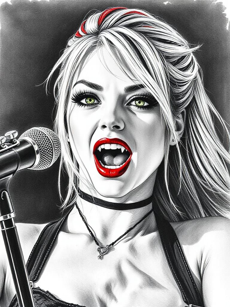 Dark Stage Vampire in Pencil Sketch Style