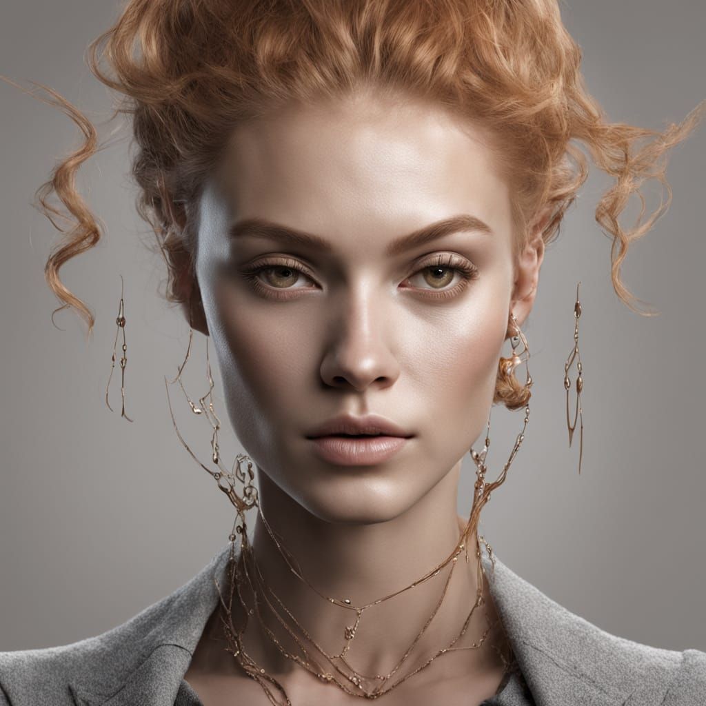 Stunning Woman in Amber Elegance