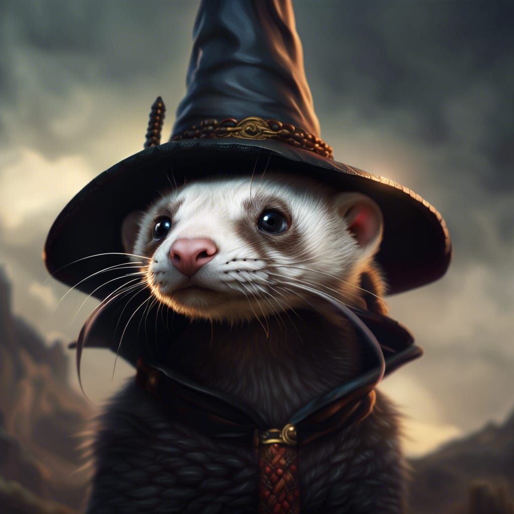 Ferret in Witch Hat: Digital Matte Painting