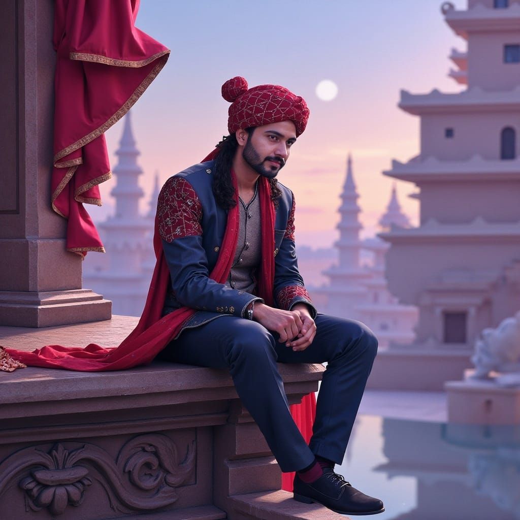 Boy at Building Height: Detailed Fantasy Art