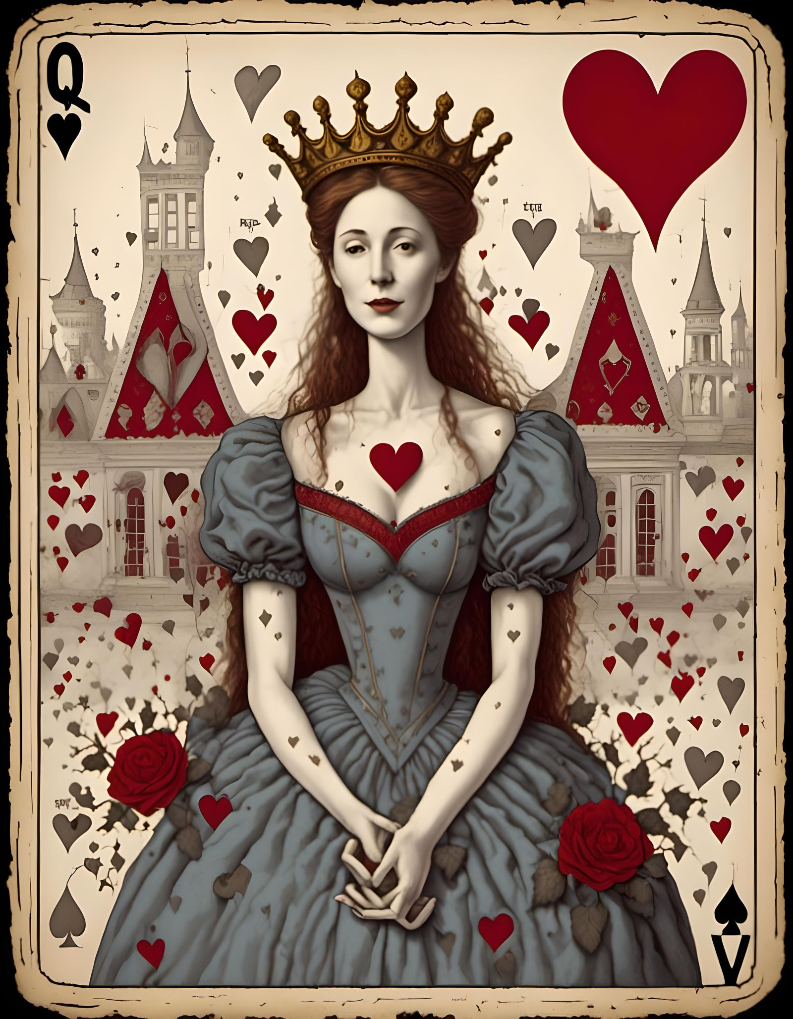 Stylized Queen of Hearts Playing Card