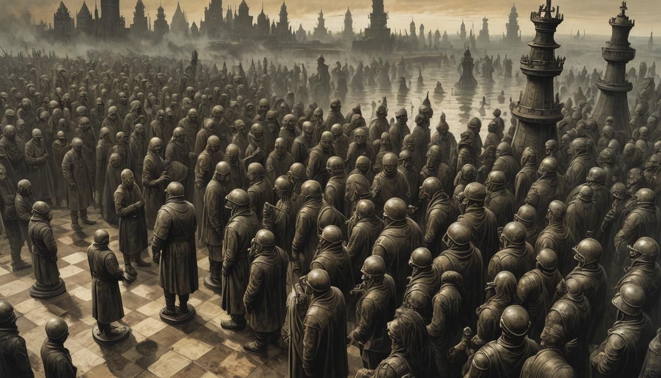 Dystopian Chess Game in Sci-Fi Style
