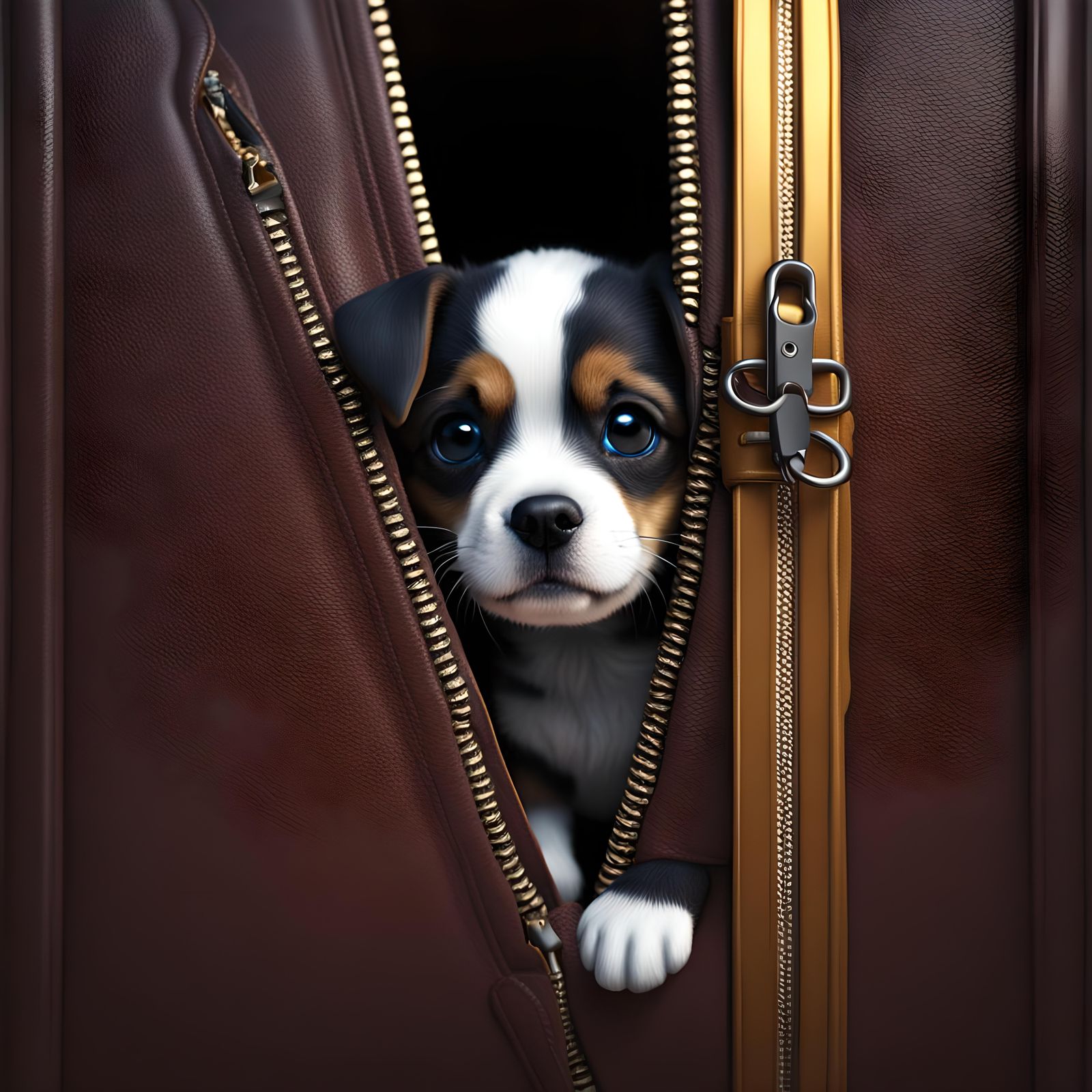 Adorable Puppy Peeks Out: Detailed Digital Painting