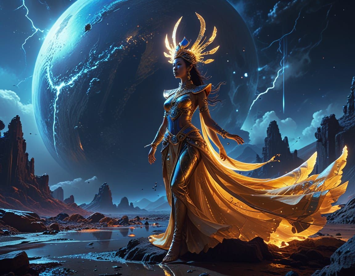 Balinese Cosmic Dancer in Vibrant Sci-Fi Fantasy Style