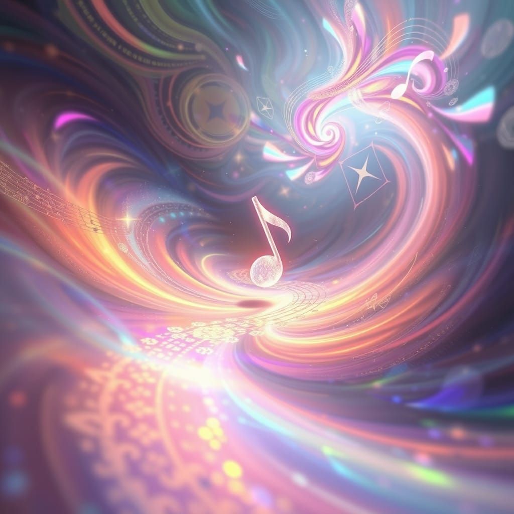 Surreal Music Note Embarks on an Ethereal Odyssey