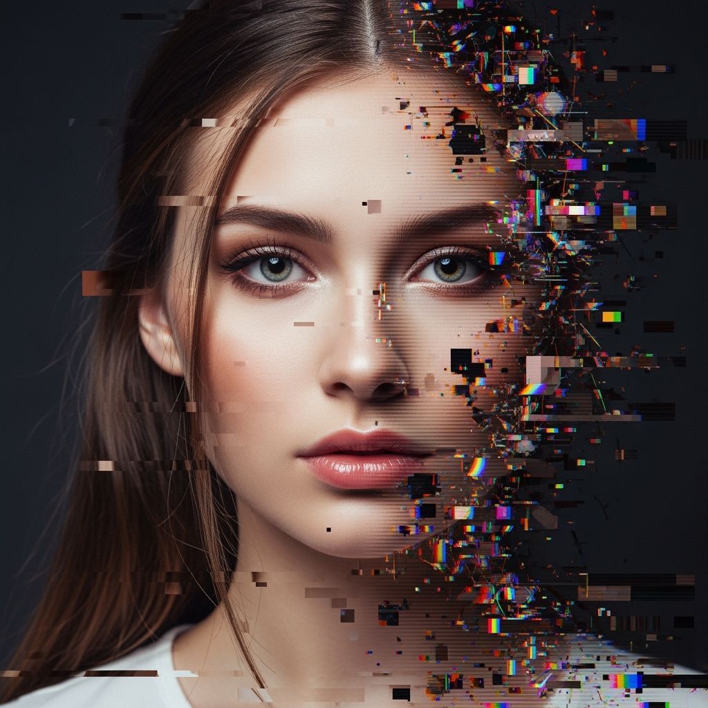Digitally Glitched Portrait of a Woman