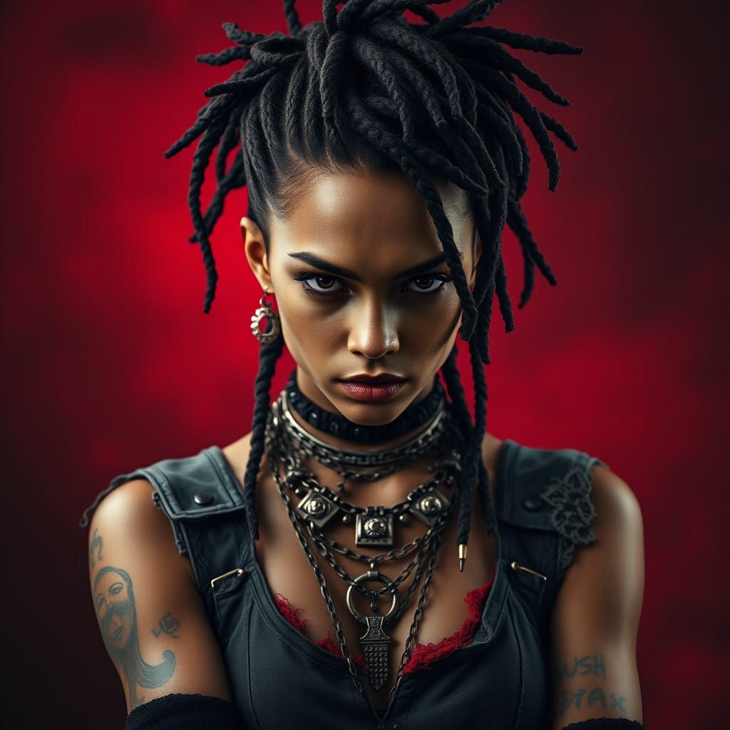 Serene Dark Goddess in Tattered Splendor