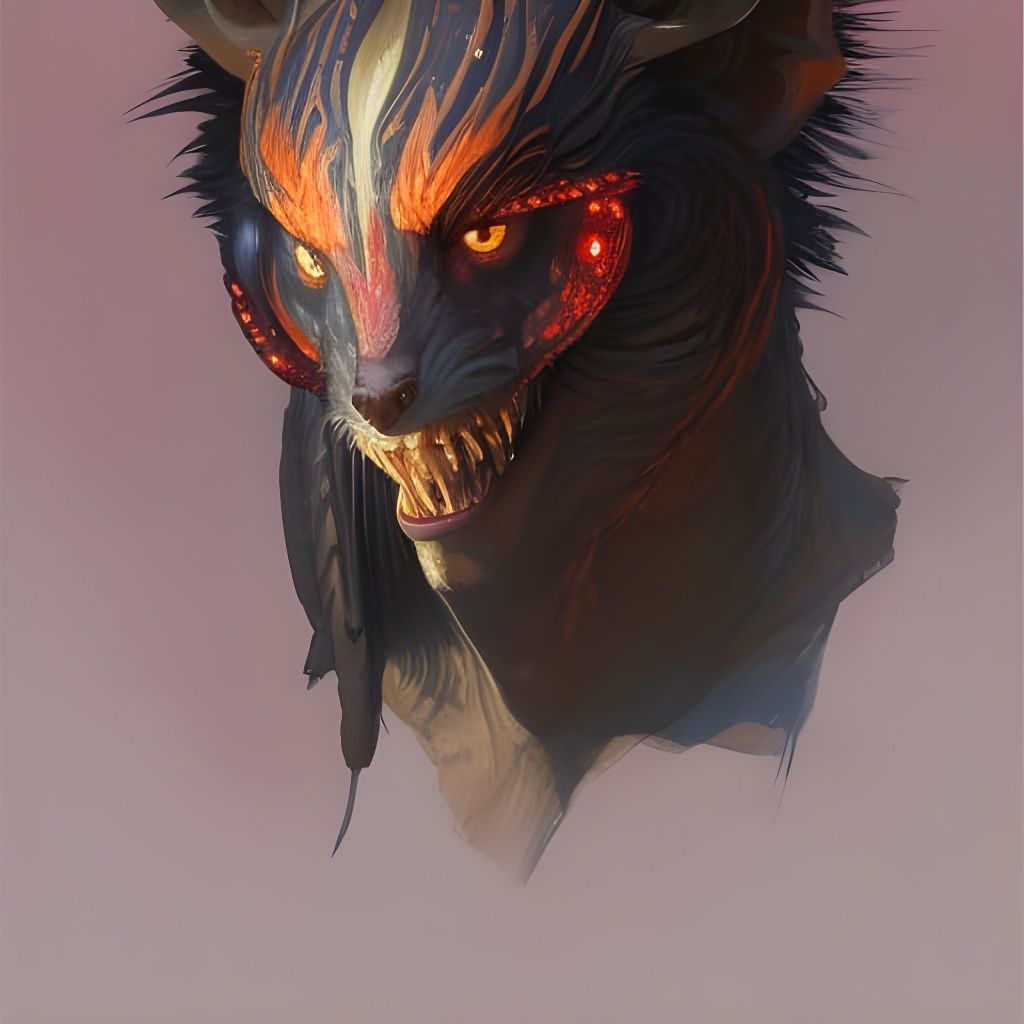 Demonic Eldritch Mongoose Portrait in Detailed Fantasy Art