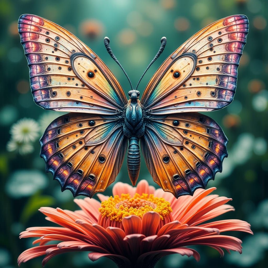 Majestic Butterfly in Surreal Futuristic Style