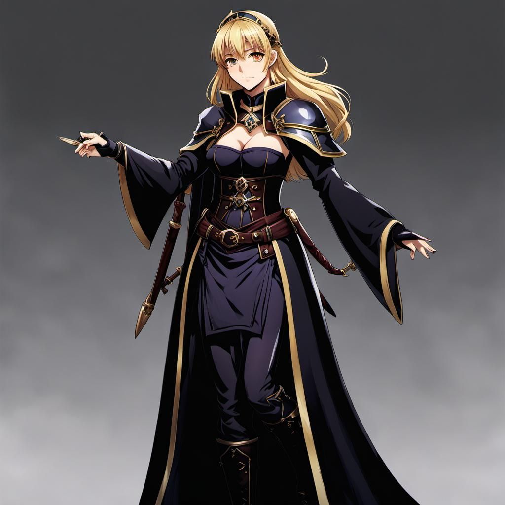 Kachua Powell in Dark Priest Outfit, Anime Style