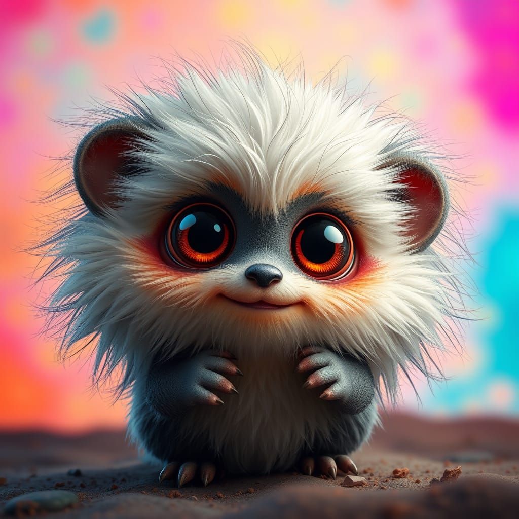 Hyperrealistic Fuzzy Creature with Big Eyes