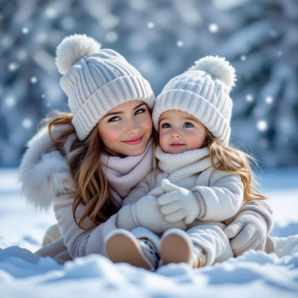 Animated Winter Scene: Girl and Snowman