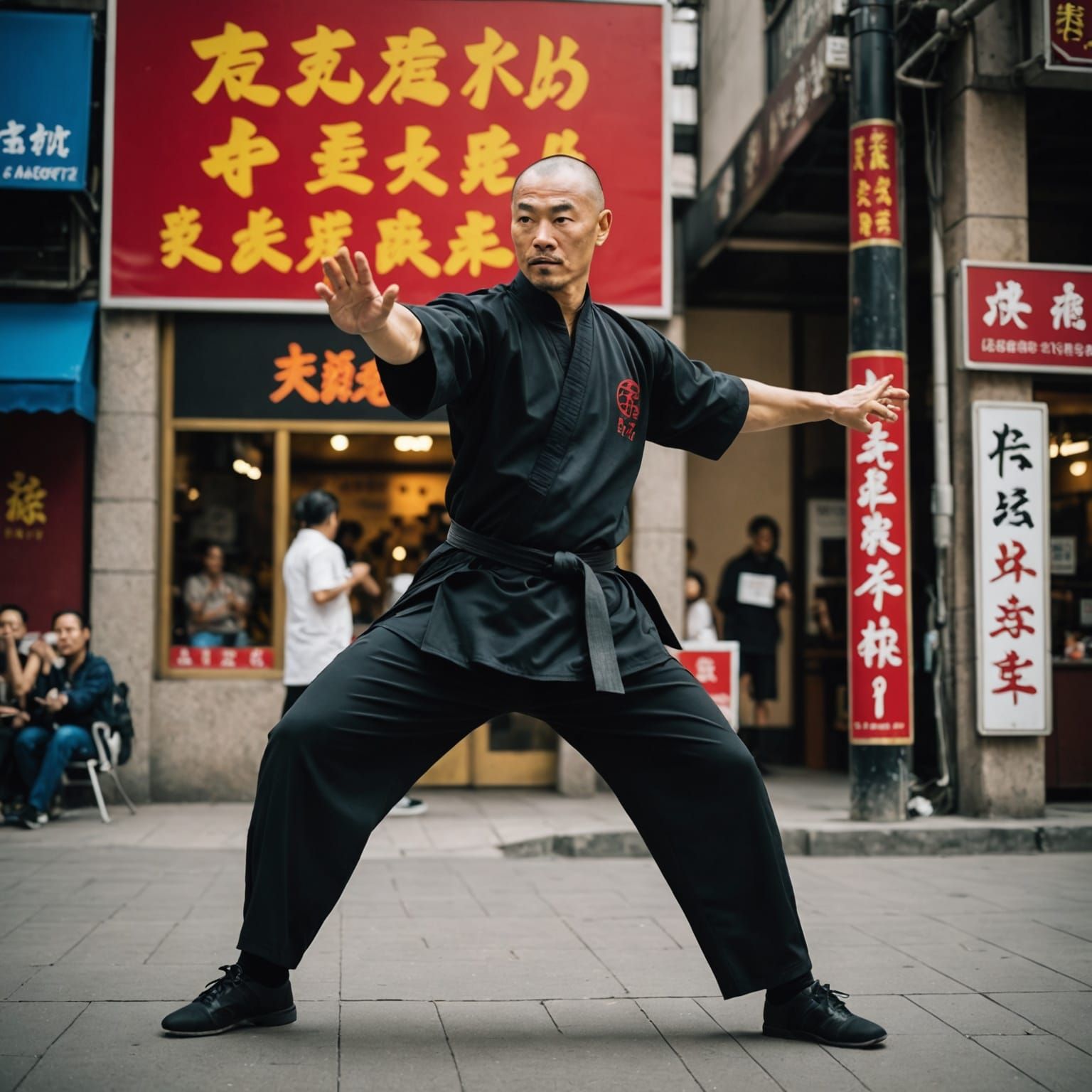 Kung-Fu Master Kicks Sign with Funny Message