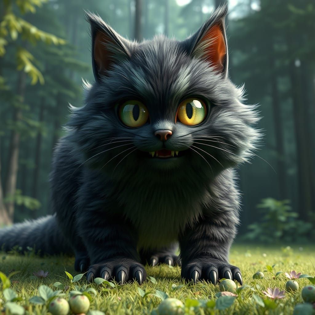 Prehistoric Feline Behemoth in a Lush Green Forest