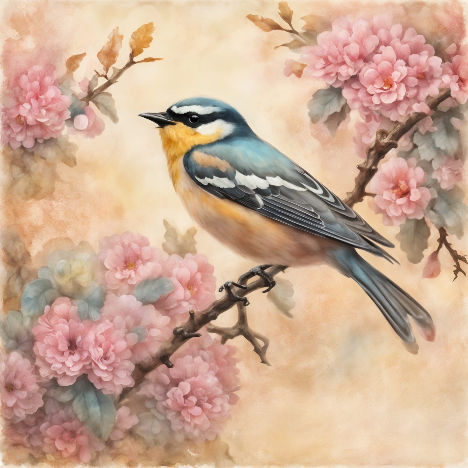Impressionistic Songbird Singing in Pastel Hues