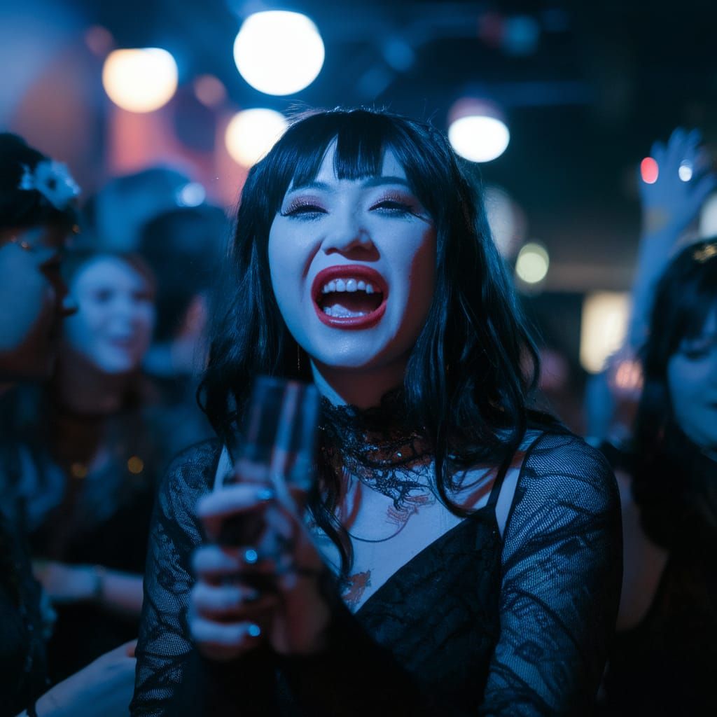 Gothic Vampire Dancer in the Nightclub