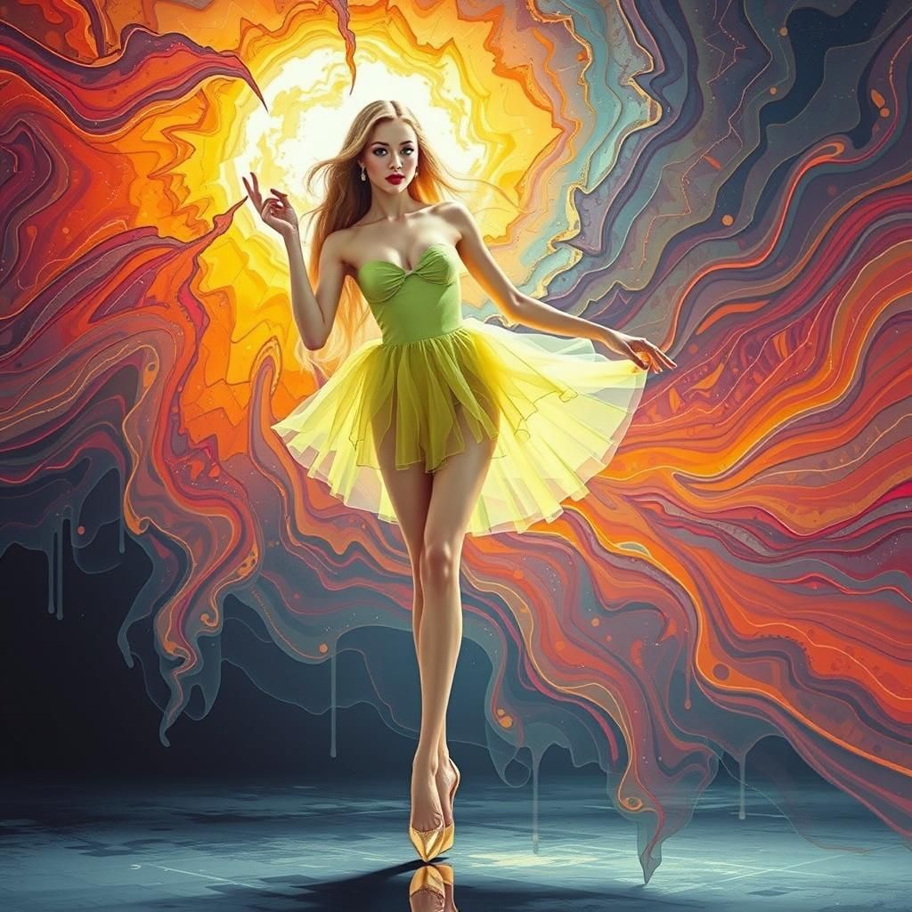 Surreal Woman Blended with Stiletto in Cosmic Style