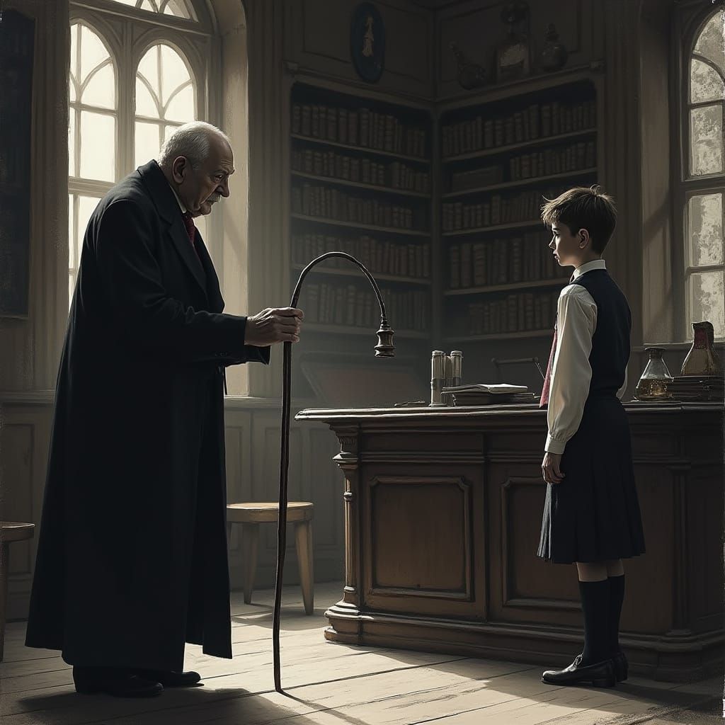 Disciplined Student in Traditional British School Setting