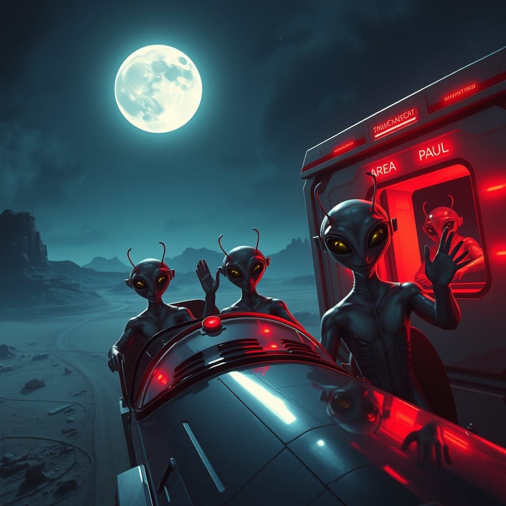 Aliens Rescue Paul from Area 51 Cinematic Matte Painting