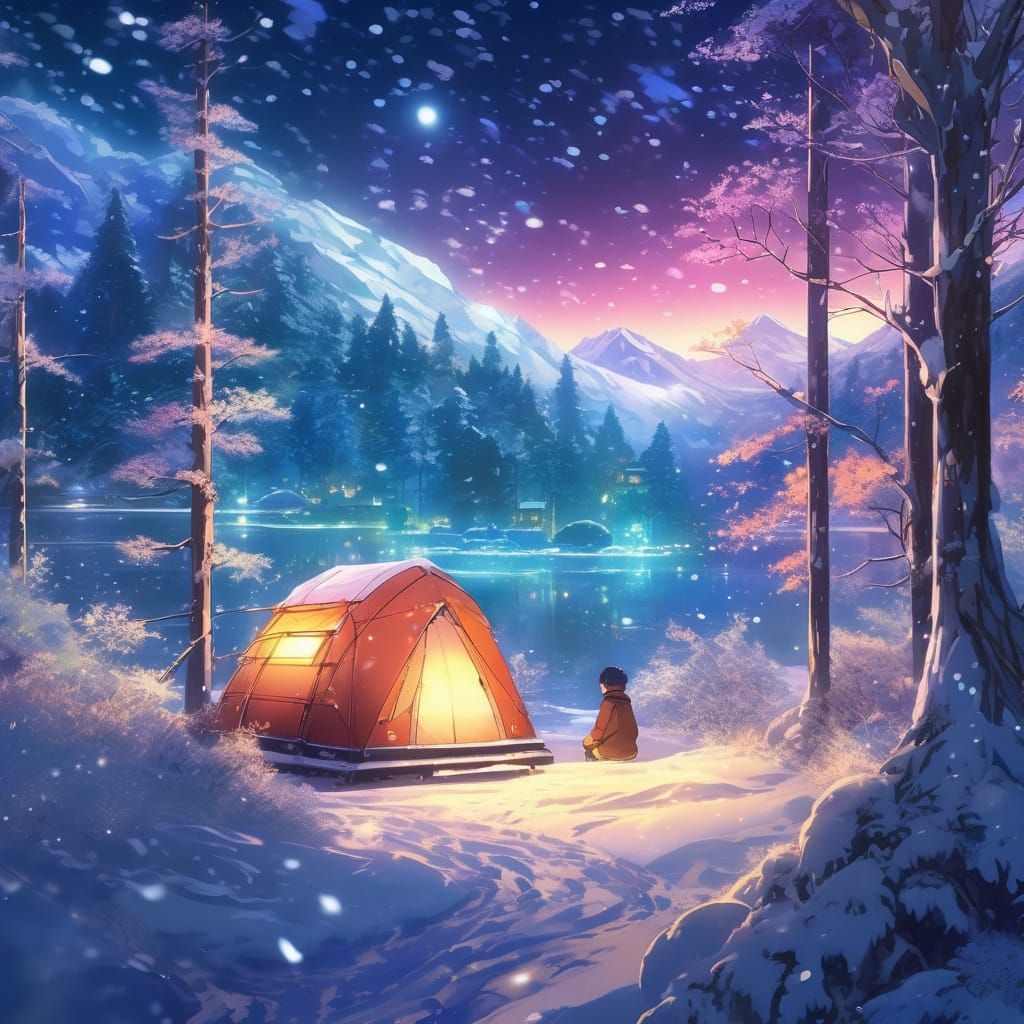 Ethereal Winter Wonderland in Vibrant Digital Art